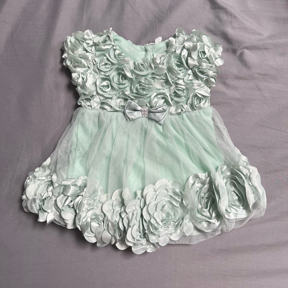 Nannette Baby Dress with Mint Floral Accents